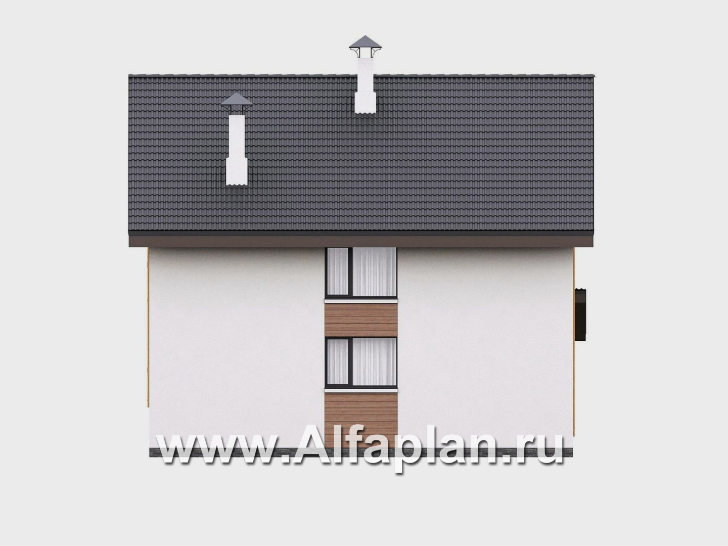 «Викинг» - проект дома, 2 этажа, с сауной и с террасой сбоку, в скандинавском стиле - фасад дома