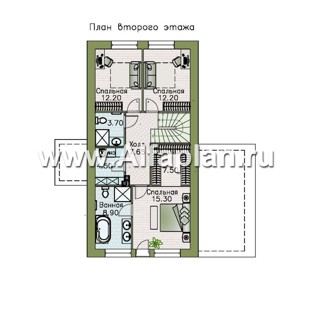 «Мой путь» - проект дома из газобетона, 2 этажа, с террасой и с 5-ю спальнями - план дома