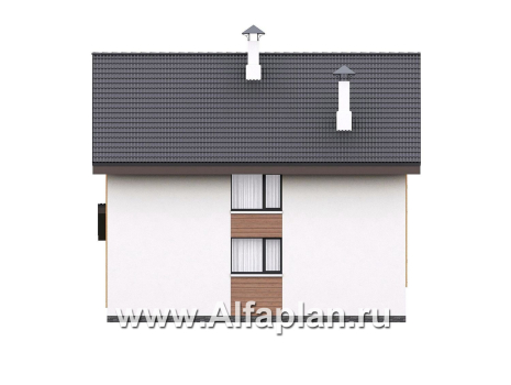 «Викинг» - проект дома, 2 этажа, с сауной и с террасой сбоку, в скандинавском стиле - превью фасада дома