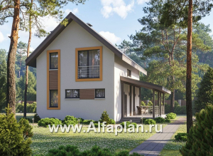 «Викинг» - проект дома, 2 этажа, с сауной и с террасой сбоку, в скандинавском стиле