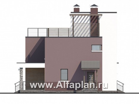 Проекты домов Альфаплан - «Динамика» - компактный дом с эксплуатируемой кровлей - превью фасада №3