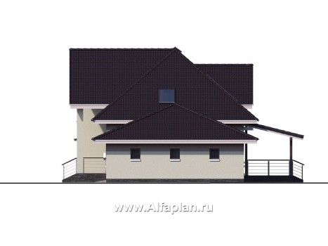 «Кассиопея» -  проект дома с мансардой, с рациональной планировкой, с гаражом на 2 авто - превью фасада дома