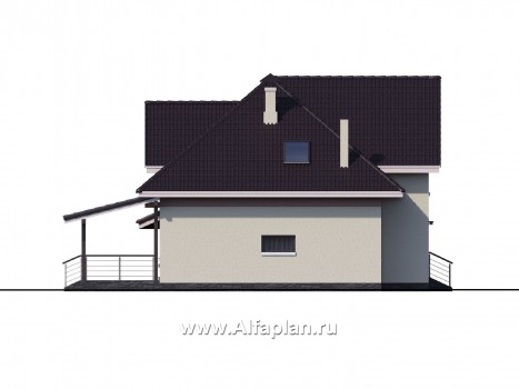 «Кассиопея» -  проект дома с мансардой, с рациональной планировкой, с гаражом на 2 авто - превью фасада дома