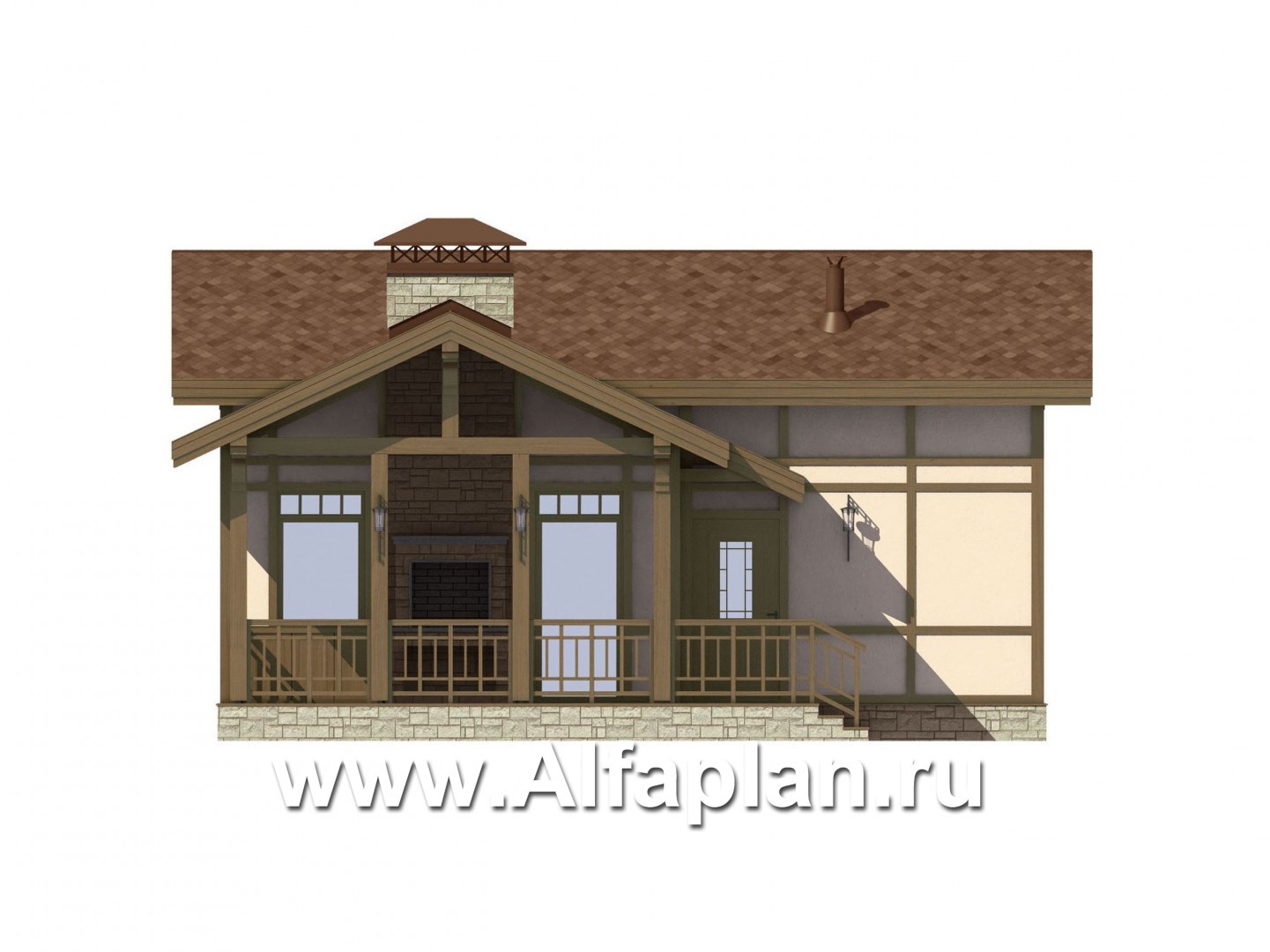 Проекты домов Альфаплан - Комфортный кирпичный дом для отдыха - изображение фасада №2