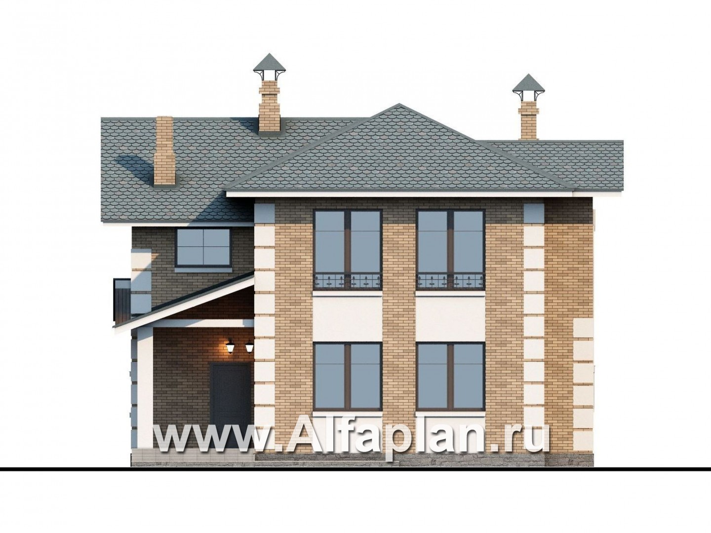 Проекты домов Альфаплан - «Потемкин» - элегантный двуxэтажный коттедж - изображение фасада №4