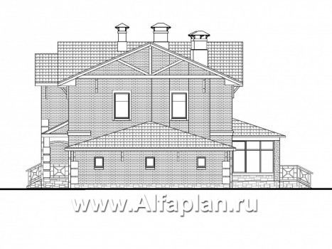 Проекты домов Альфаплан - «Традиция» - комфортабельный коттедж с гаражом на два автомобиля - превью фасада №2