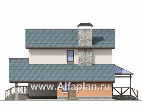Проекты домов Альфаплан - «Премьера» - компактный дом с навесом для машины - превью фасада №2