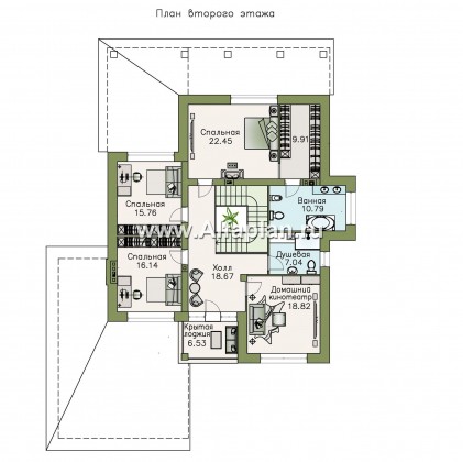 Проекты домов Альфаплан - «Орлов» - классический комфортабельный коттедж с гаражом - превью плана проекта №2