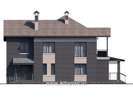 Проекты домов Альфаплан - «Голицын» — особняк с отделкой в темных тонах - превью фасада №4