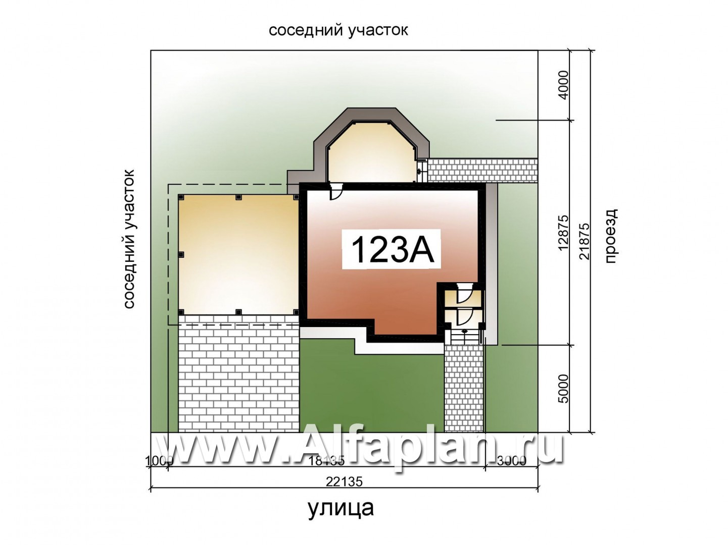 «Летний вечер» - проект дома с мансардой из газоблоков,  с нaвесом на 2 авто - дизайн дома №4
