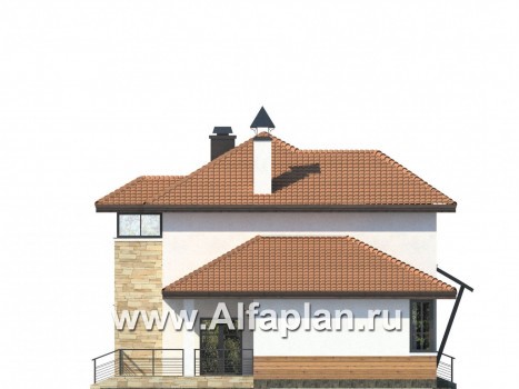 Проекты домов Альфаплан - «Драйв»- дом с высокой гостиной и  террасой - превью фасада №3