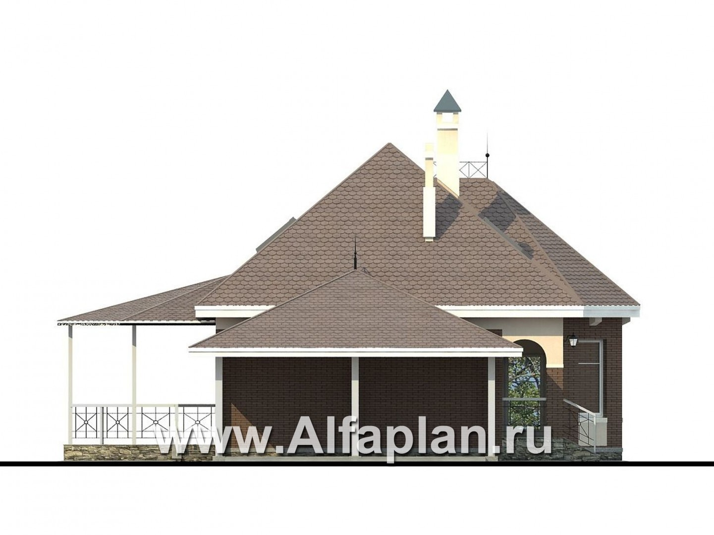 Проекты домов Альфаплан - «Душечка плюс» - компактный дом с навесом для машин - изображение фасада №3