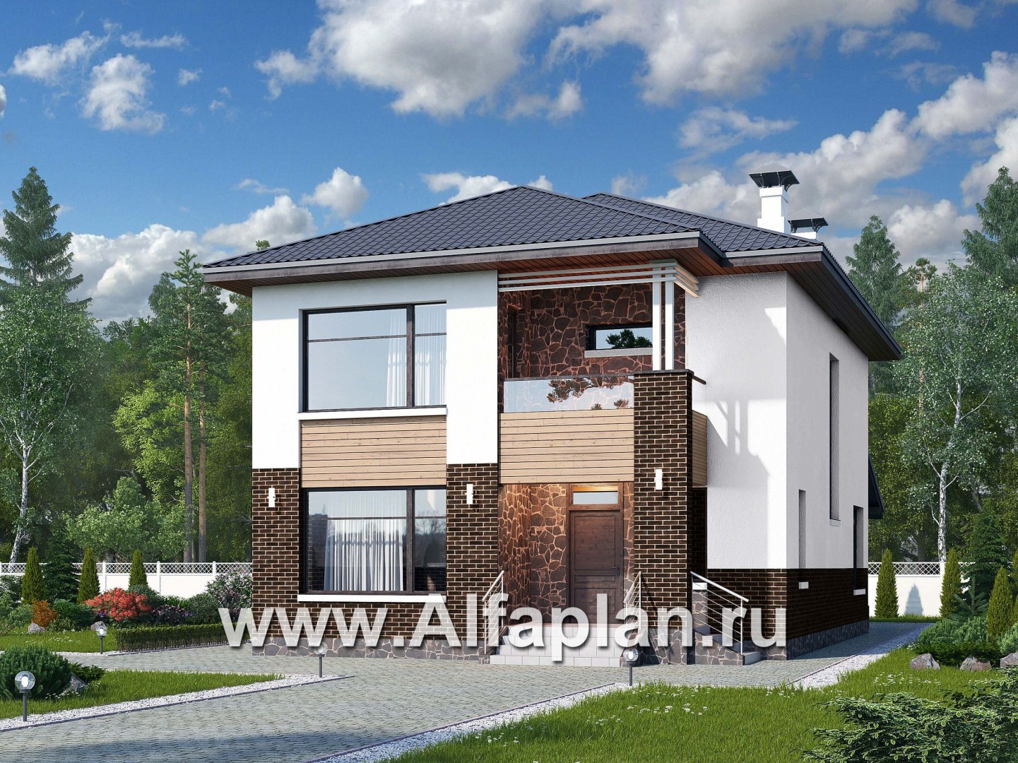 Проекты домов Альфаплан - «Ирида» - стильный современный дом - основное изображение