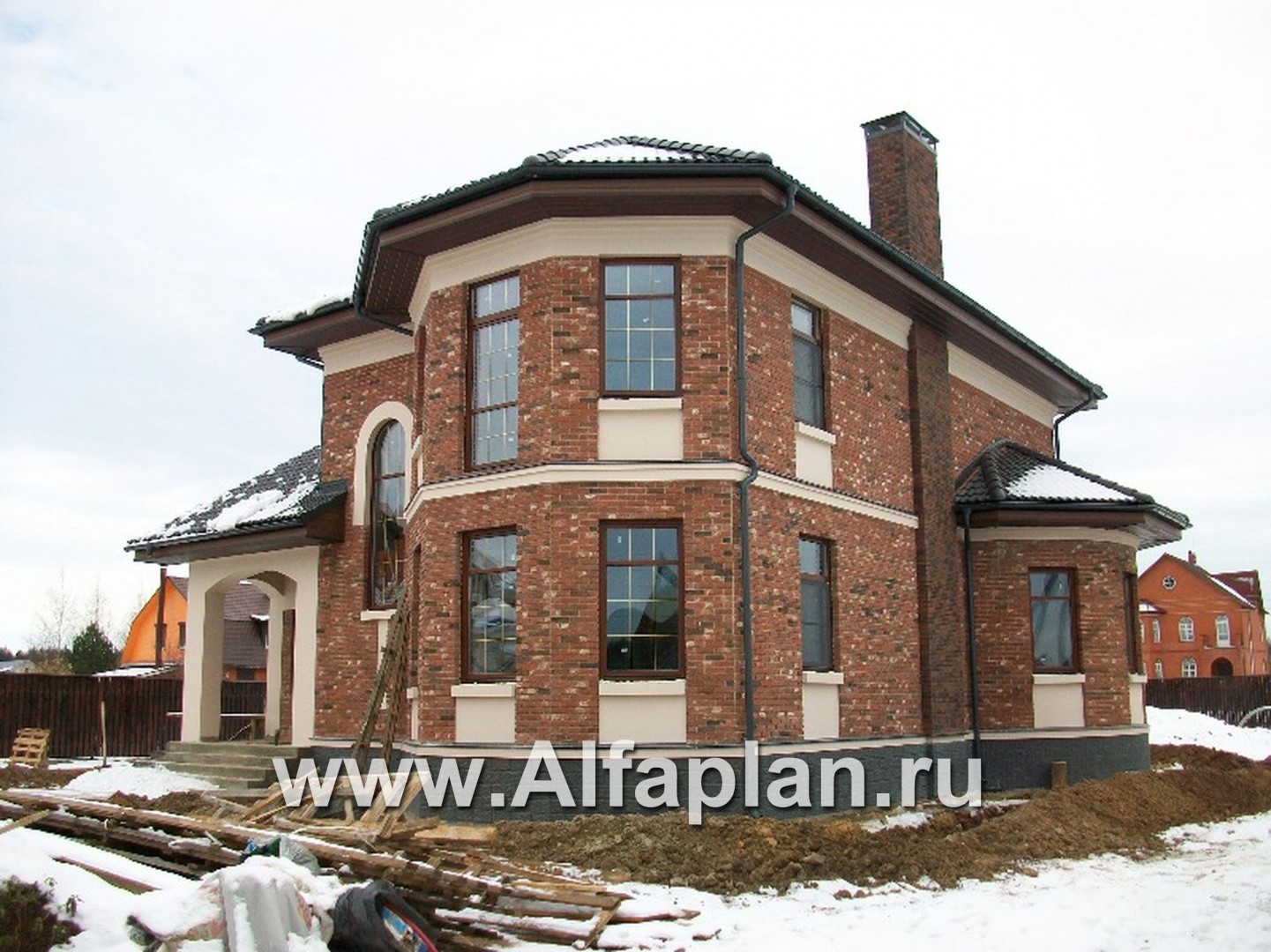 «Ювенил» - проект двухэтажного дома, с эркером и с террасой, просторная планировка, гараж на 2 авто - дизайн дома №1