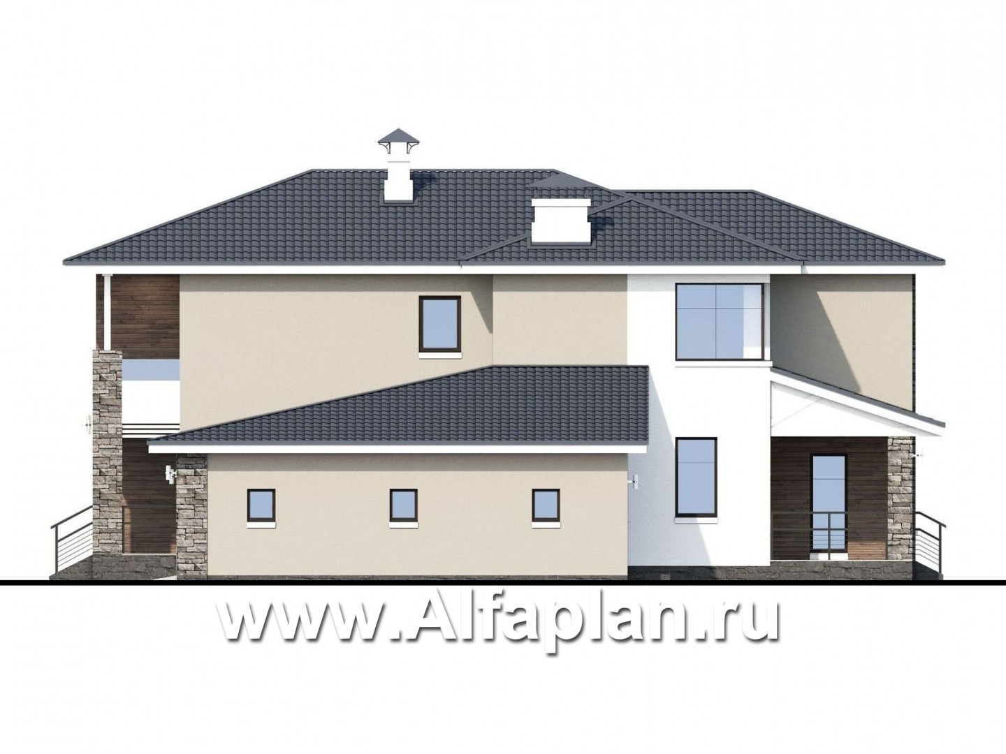 «Выбор русалки» - проект современного двухэтажного дома, мастер спальня, с сауной и гаражом на 2 авто - фасад дома