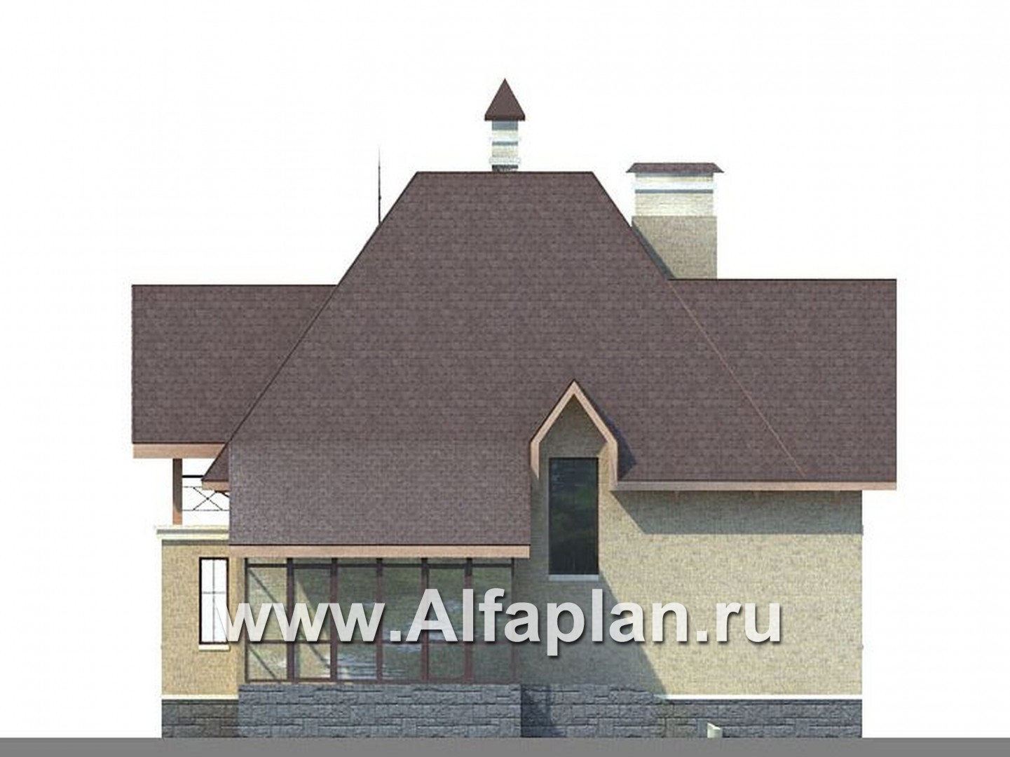 Проекты домов Альфаплан - «Авалон» - коттедж с полукруглым эркером - изображение фасада №4