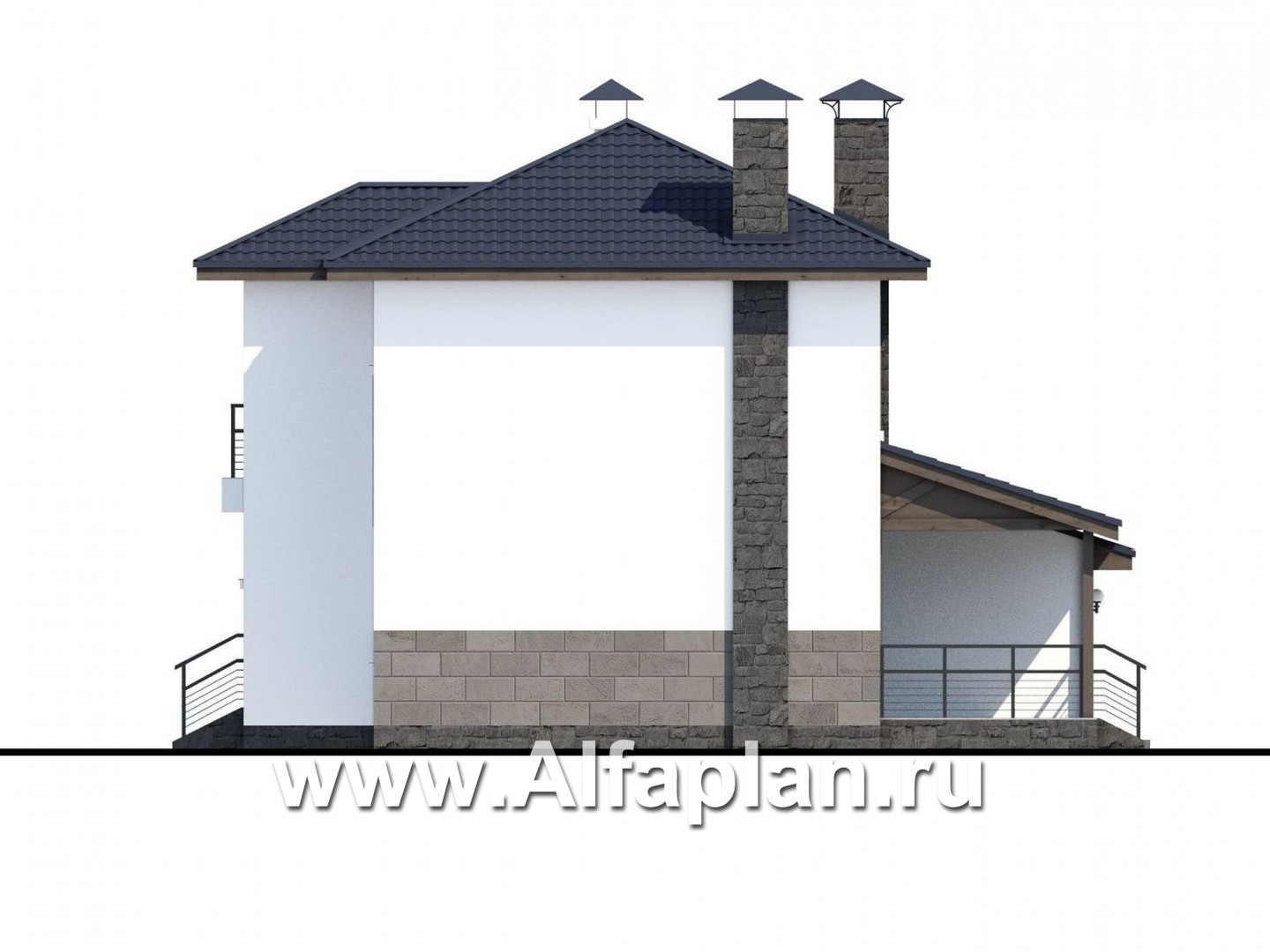 Проекты домов Альфаплан - «Мотивация успеха» - дом с гаражом, обращенный окнами в сад - изображение фасада №2
