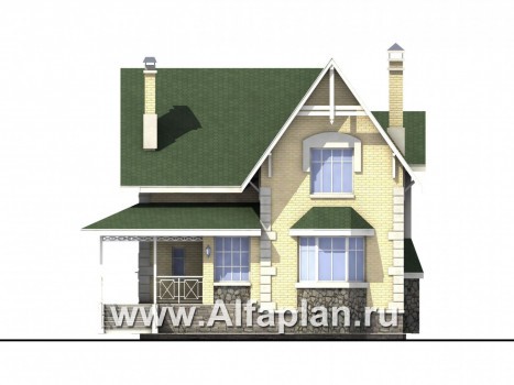 Проекты домов Альфаплан - «Ретростилиса» - проект экономичного дома для небольшого участка - превью фасада №1