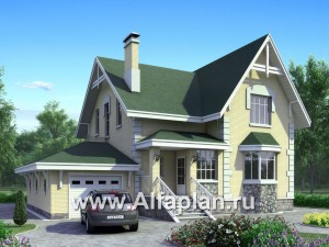 Проекты домов Альфаплан - «Ретростилиса» - рациональный дом с гаражом - превью основного изображения