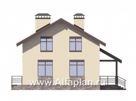 Проекты домов Альфаплан - Небольшой дом для большой семьи(6 спален) - превью фасада №2