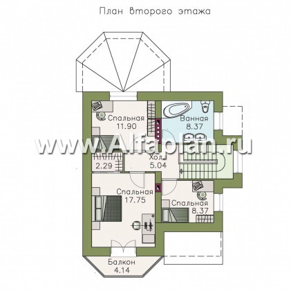 Проекты домов Альфаплан - Кирпичный дом «Оптима» с красивым эркером - превью плана проекта №2