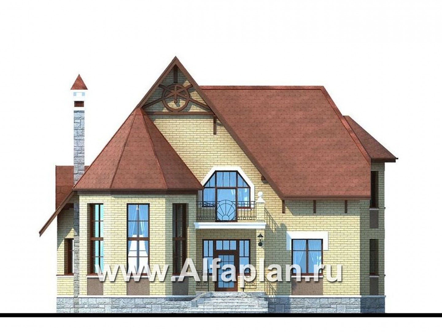 Проекты домов Альфаплан - «Консул» - изящный дом для солидных людей - изображение фасада №1