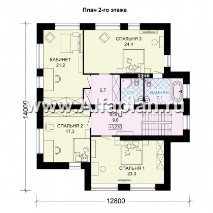 Проекты домов Альфаплан - Двухэтажный дом для большой семьи - превью плана проекта №2