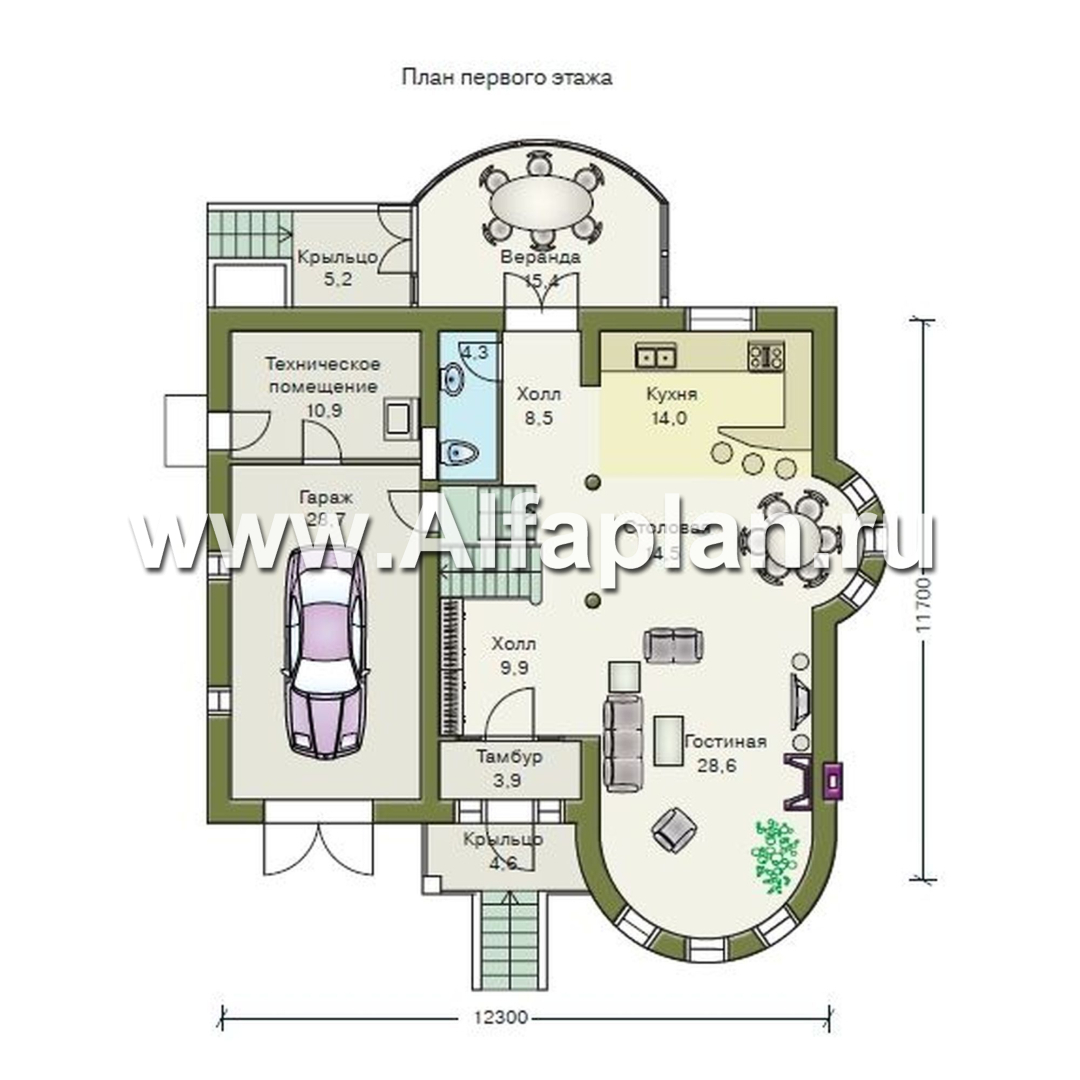 Проекты домов Альфаплан - «5-ая глава» - современный ом в стиле замка для романтиков - план проекта №1