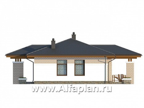 Проекты домов Альфаплан - Компактный одноэтажный дом для небольшой семьи - превью фасада №3