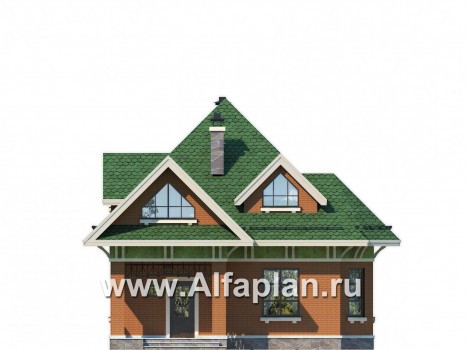 Проекты домов Альфаплан - Мансардный дом для небольшого участка - превью фасада №1