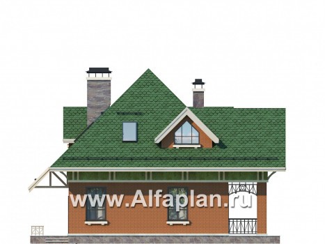 Проекты домов Альфаплан - Мансардный дом для небольшого участка - превью фасада №2