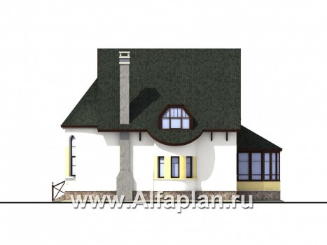 Проекты домов Альфаплан - «Онегин» - дуплекс (дом на две семьи) в стиле замка - превью фасада №2