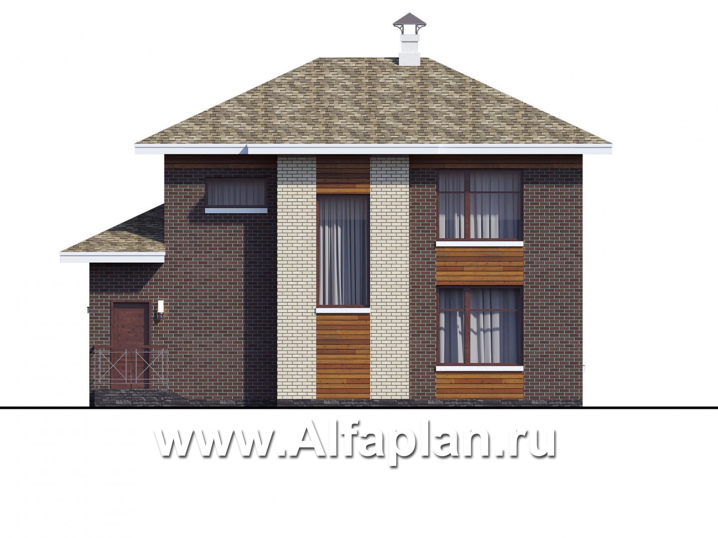 Проекты домов Альфаплан - Загородный дом с четырьмя спальными комнатами - изображение фасада №4