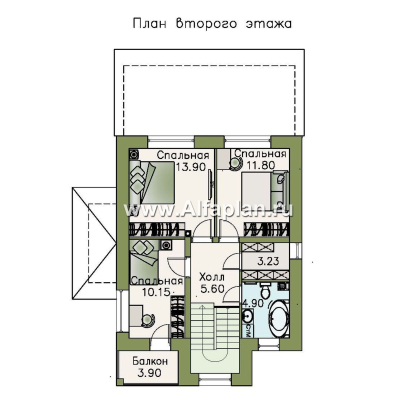 «Рациональ» - проект двухэтажного дома, планировка 3 спальни, с балконом - превью план дома
