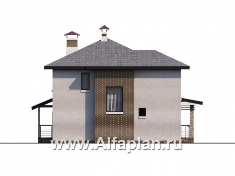 Проекты домов Альфаплан - «Квантум» - современный двухэтажный дом с большой террасой - превью фасада №3