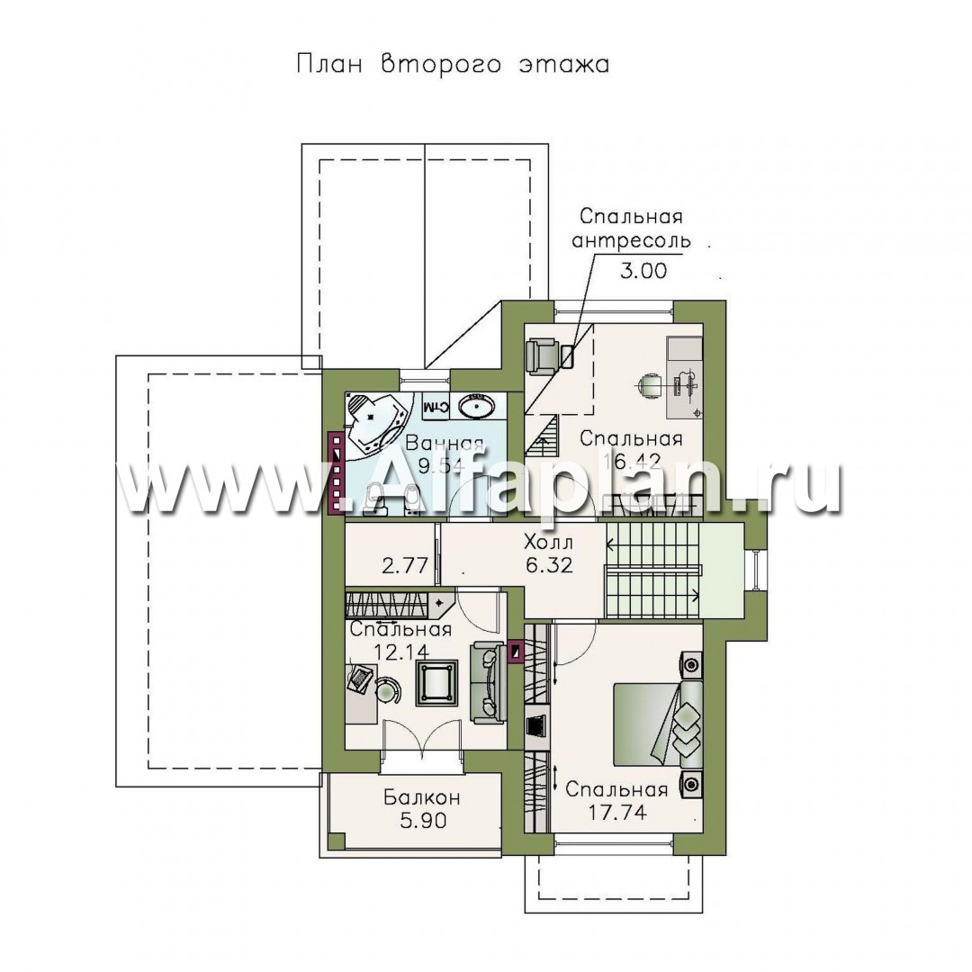 Проекты домов Альфаплан - «Импульс» - современный компактный проект - изображение плана проекта №2