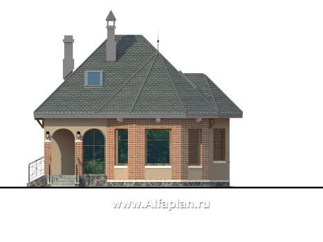 Проекты домов Альфаплан - «Душечка» - небольшой дом с мансардой - превью фасада №1