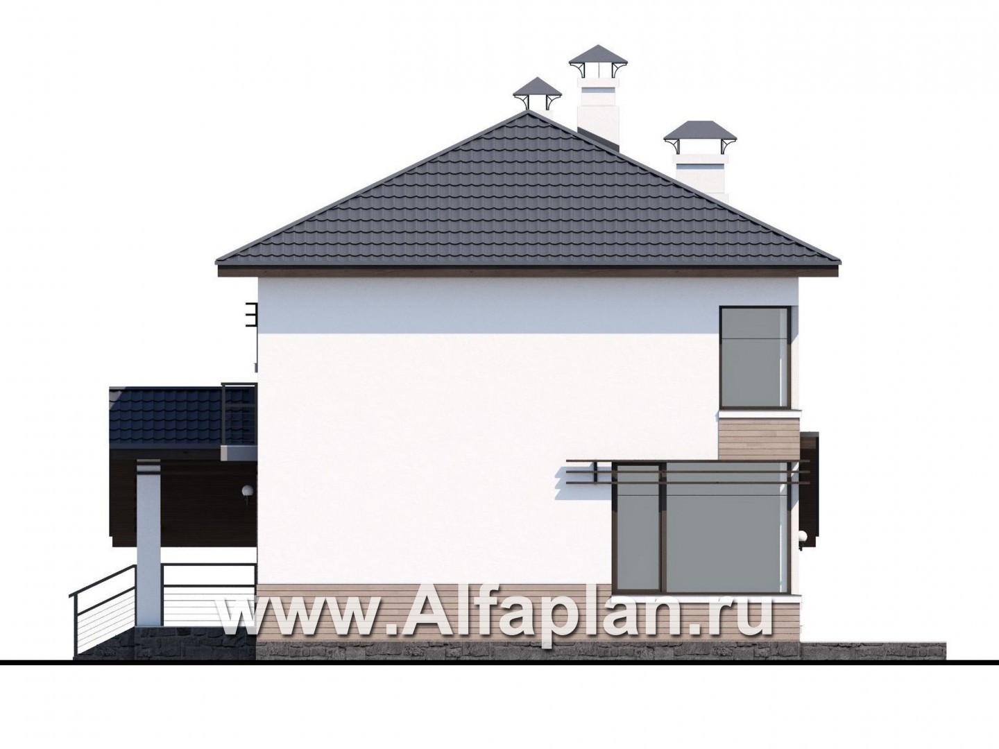 Проекты домов Альфаплан - «Смарт»- удобный двухэтажный дом - изображение фасада №2
