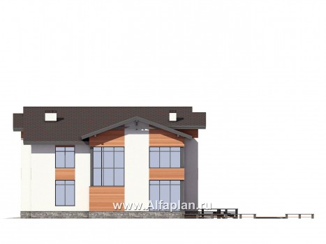 Проект двухэтажного дома, с террасой и с гаражом, в современном стиле - превью фасада дома