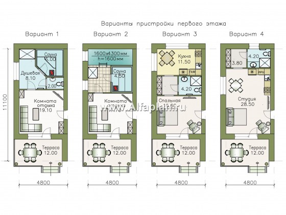 Проекты домов Альфаплан - «Гоген» - коттедж с эксплуатируемой кровлей - превью плана проекта №2