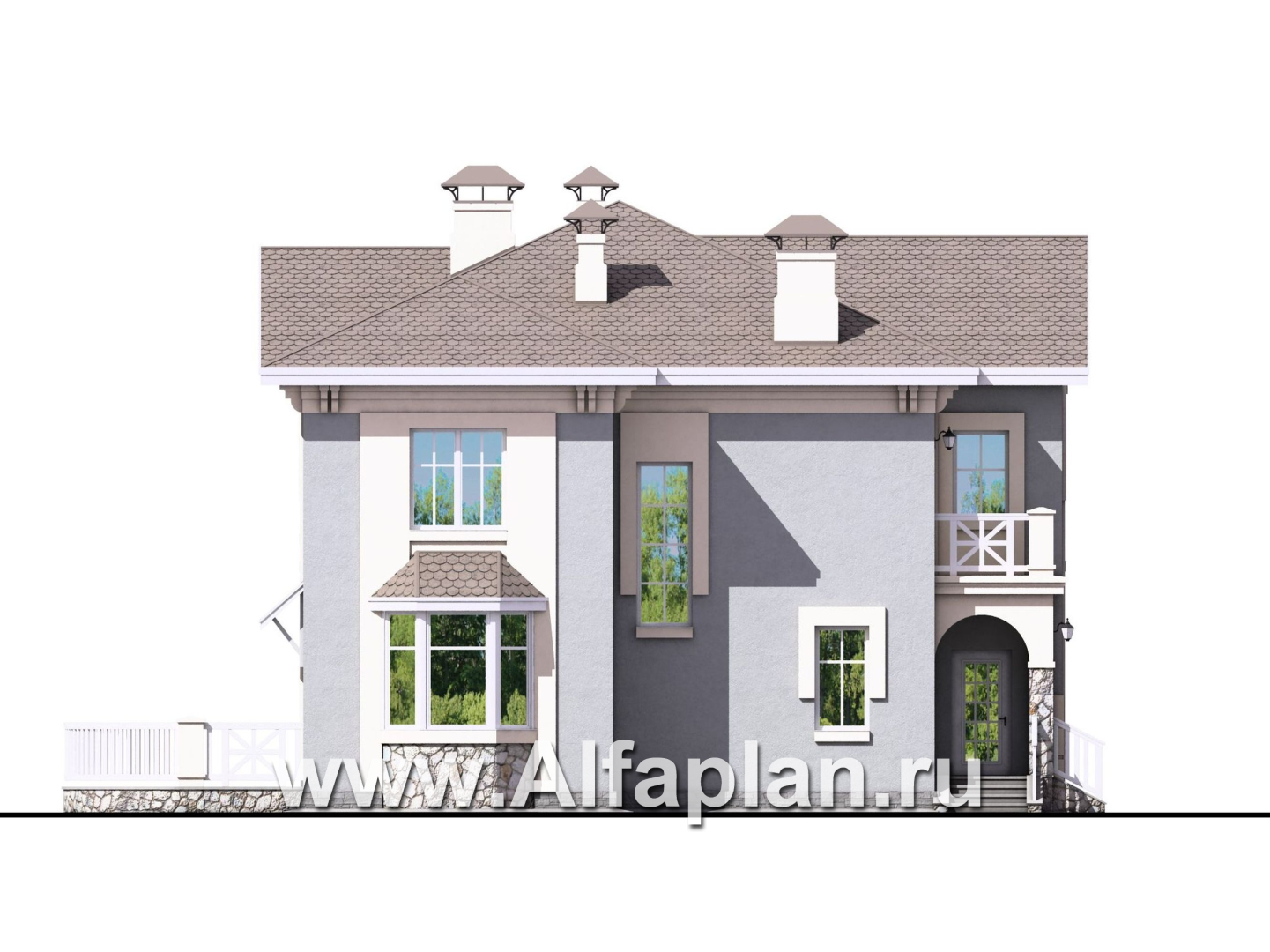 Проекты домов Альфаплан - «Родное сердце» - дом на две семьи (дуплекс) для детей и родителей - изображение фасада №3