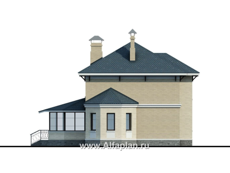 Проекты домов Альфаплан - «Эйваро плюс»- двухквартирный коттедж для близких родственников - превью фасада №3