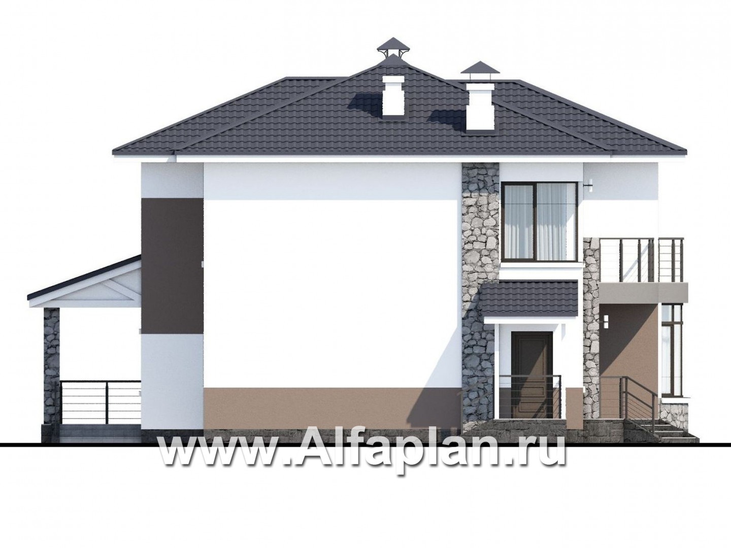 Проекты домов Альфаплан - «Гедонист»-  комфортный коттедж с эффектным остеклением - изображение фасада №3