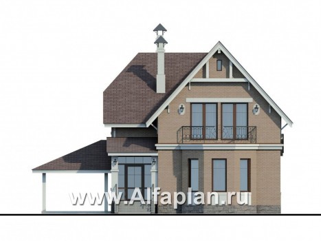 Проекты домов Альфаплан - «Времена года» - дом для семьи с двумя детьми - превью фасада №1