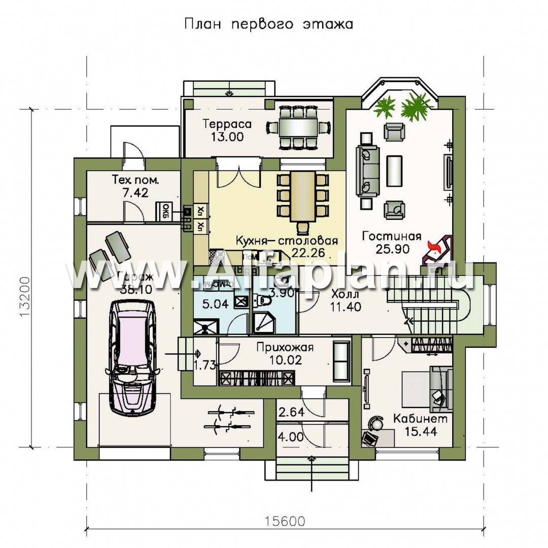 Проекты домов Альфаплан - «Репутация» - красивый дом с удобной планировкой - изображение плана проекта №1