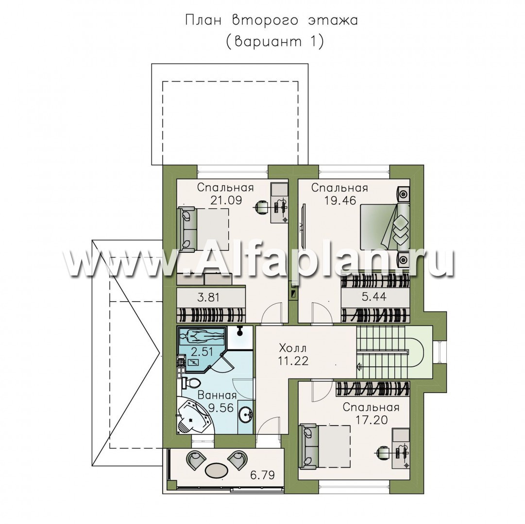 Проекты домов Альфаплан - «Выбор» - компактный дом с комфортной планировкой - изображение плана проекта №2