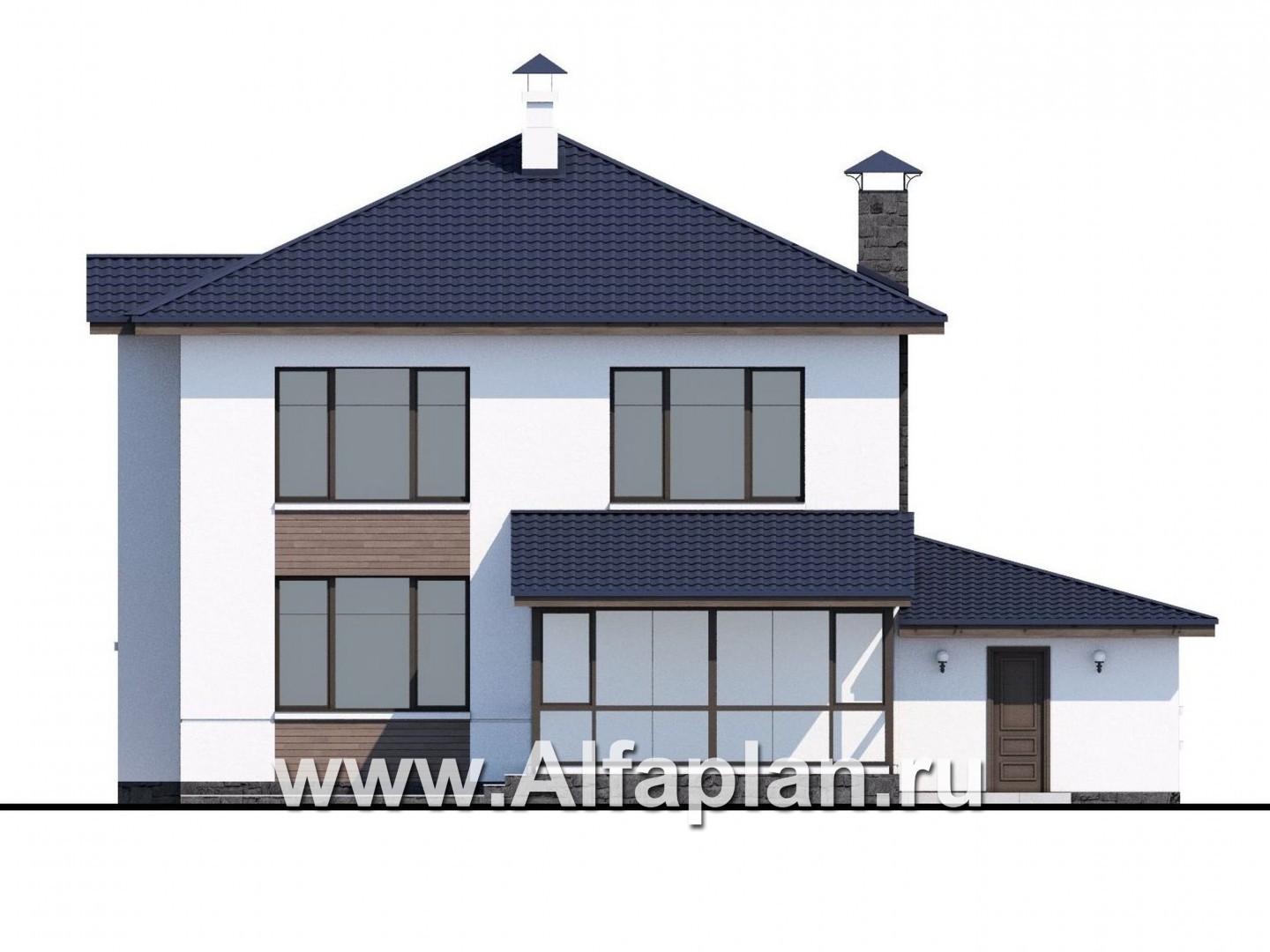 Проекты домов Альфаплан - «Выбор» - проект современного загородного дома с гаражом - изображение фасада №4