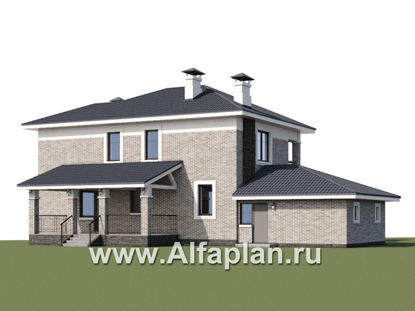 Проекты домов Альфаплан - «Топаз» - проект дома с открытой планировкой и гаражом - дополнительное изображение №1