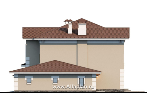 Проекты домов Альфаплан - «Кваренги» - классический коттедж с гаражом и террасой - превью фасада №2