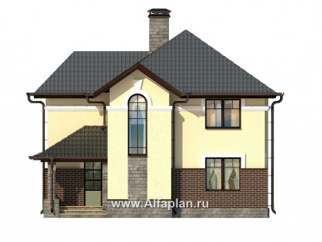 Проекты домов Альфаплан - Компактный двухэтажный дом c с большой террасой - превью фасада №4